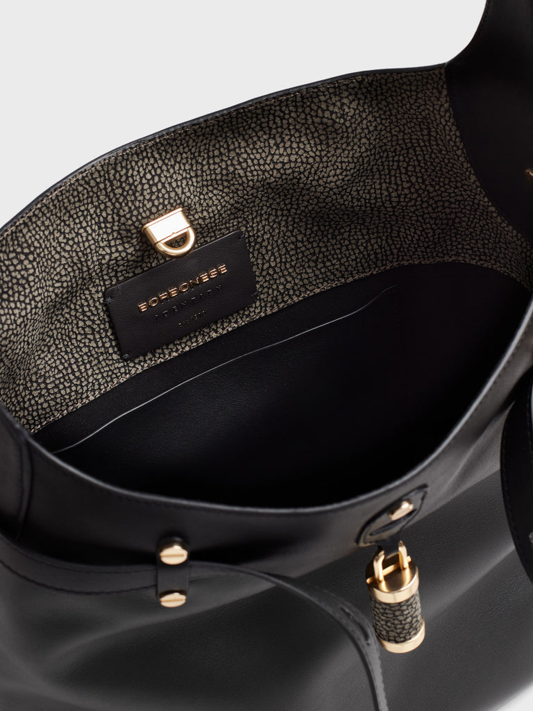 Leather shoulder bag - PREMIERE BUCKET BAG MEDIUM - Borbonese