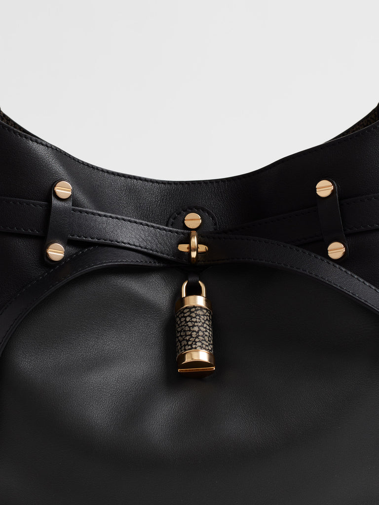 Leather shoulder bag - PREMIERE BUCKET BAG MEDIUM - Borbonese