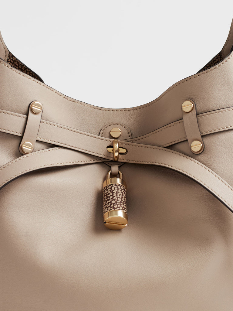 Leather shoulder bag - PREMIERE BUCKET BAG MEDIUM - Borbonese