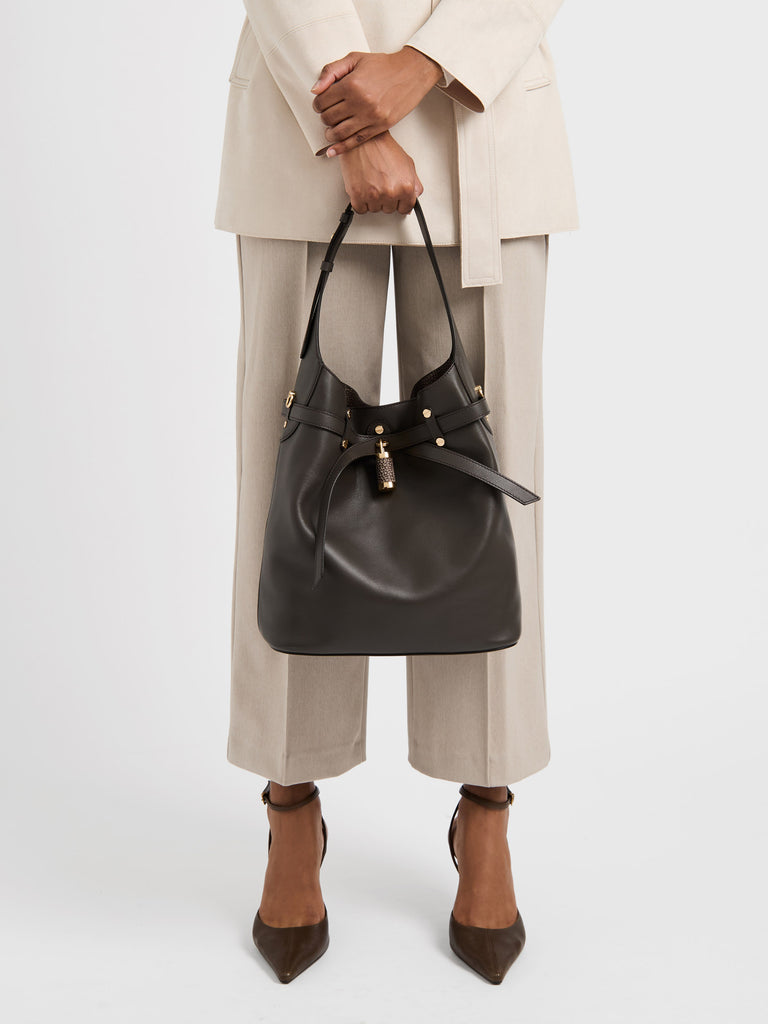 Borsa a spalla in pelle - PREMIERE SECCHIELLO MEDIUM - Borbonese