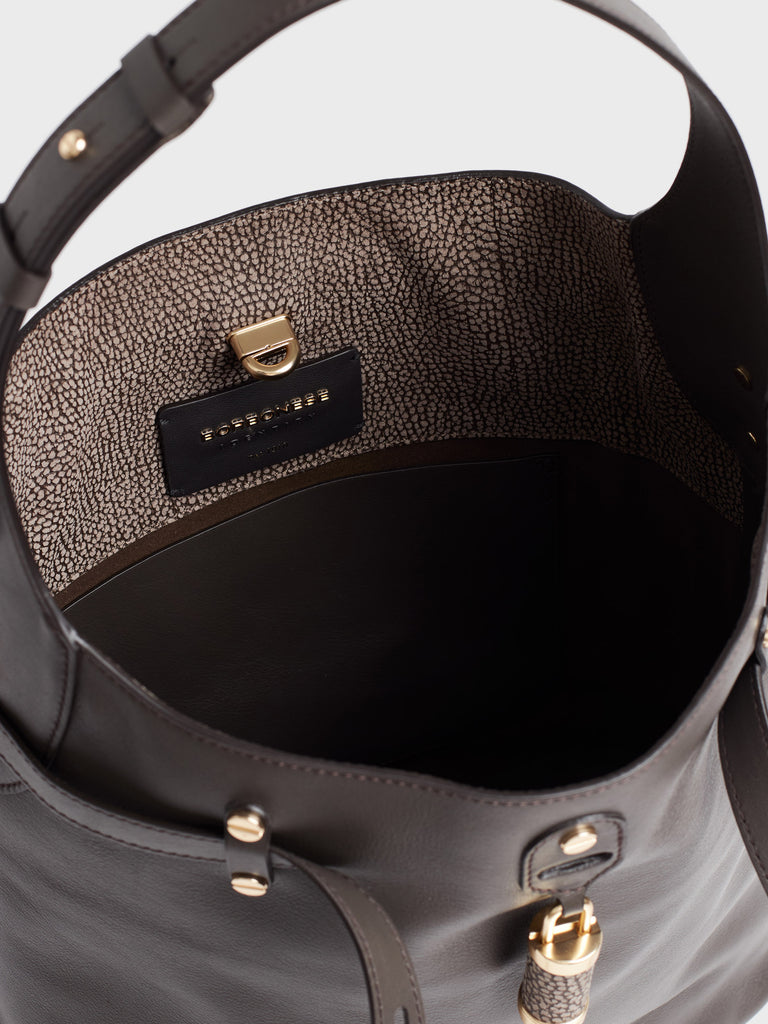Borsa a spalla in pelle - PREMIERE SECCHIELLO MEDIUM - Borbonese