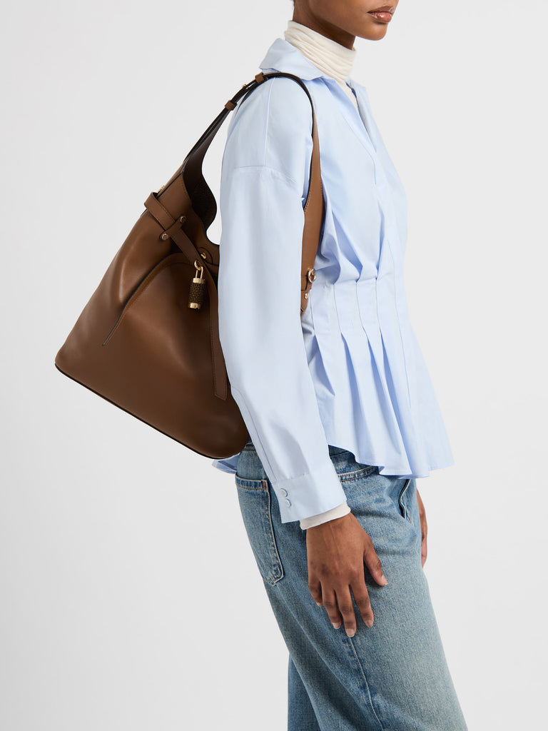 Borsa a spalla in pelle - PREMIERE SECCHIELLO MEDIUM - Borbonese