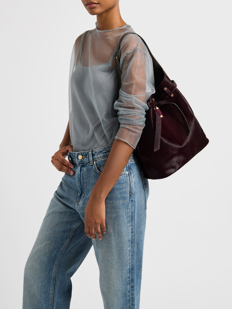 Borsa a spalla in pelle - PREMIERE SECCHIELLO MEDIUM - Borbonese