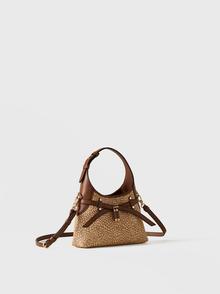 Borsa a tracolla in Paglia Jacquard Op - HALO MINI BAG - Borbonese