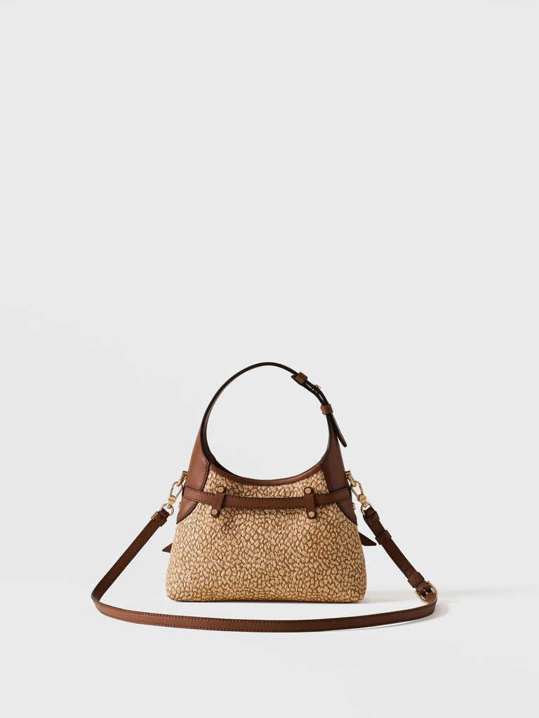 Borsa a tracolla in Paglia Jacquard Op - HALO MINI BAG - Borbonese