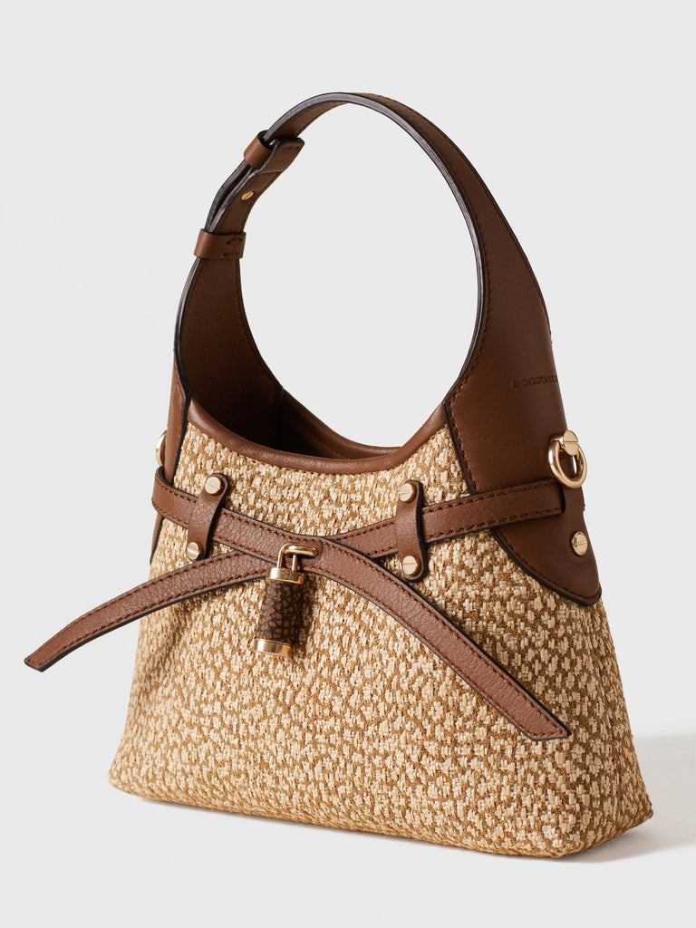 Borsa a tracolla in Paglia Jacquard Op - HALO MINI BAG - Borbonese