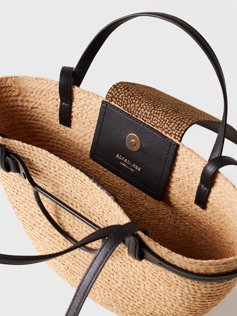 woven straw tote bag - SHOPPING BAG SMALL - Borbonese