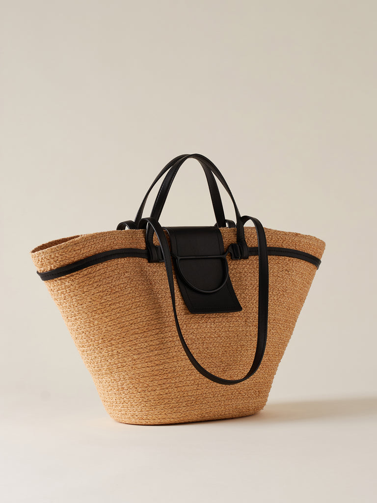 Shopping bag in paglia intrecciata - Shopping bag in paglia intrecciata - Borbonese