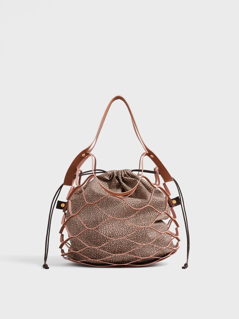 Leather and OP print fabric handbag - QUID X BORBONESE HANDBAG - Borbonese