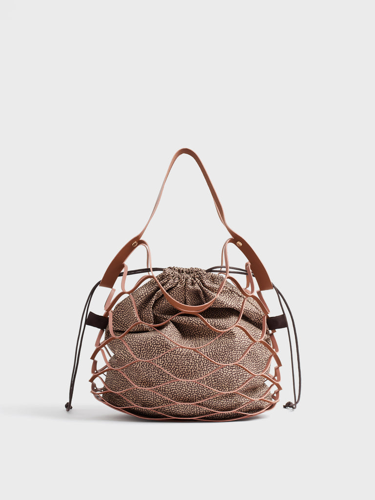 Leather and OP print fabric handbag - QUID X BORBONESE HANDBAG - Borbonese