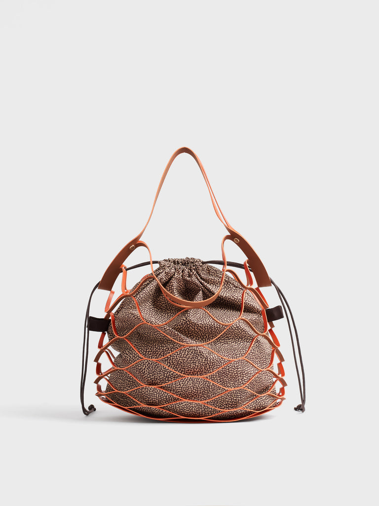 Leather and OP print fabric handbag - QUID X BORBONESE HANDBAG - Borbonese