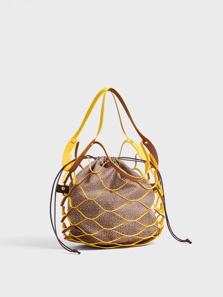 Leather and OP print fabric handbag - QUID X BORBONESE HANDBAG - Borbonese
