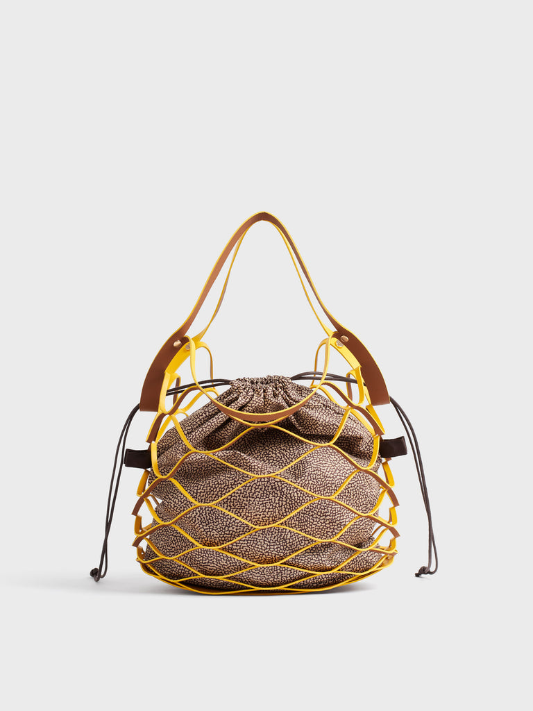 Leather and OP print fabric handbag - QUID X BORBONESE HANDBAG - Borbonese