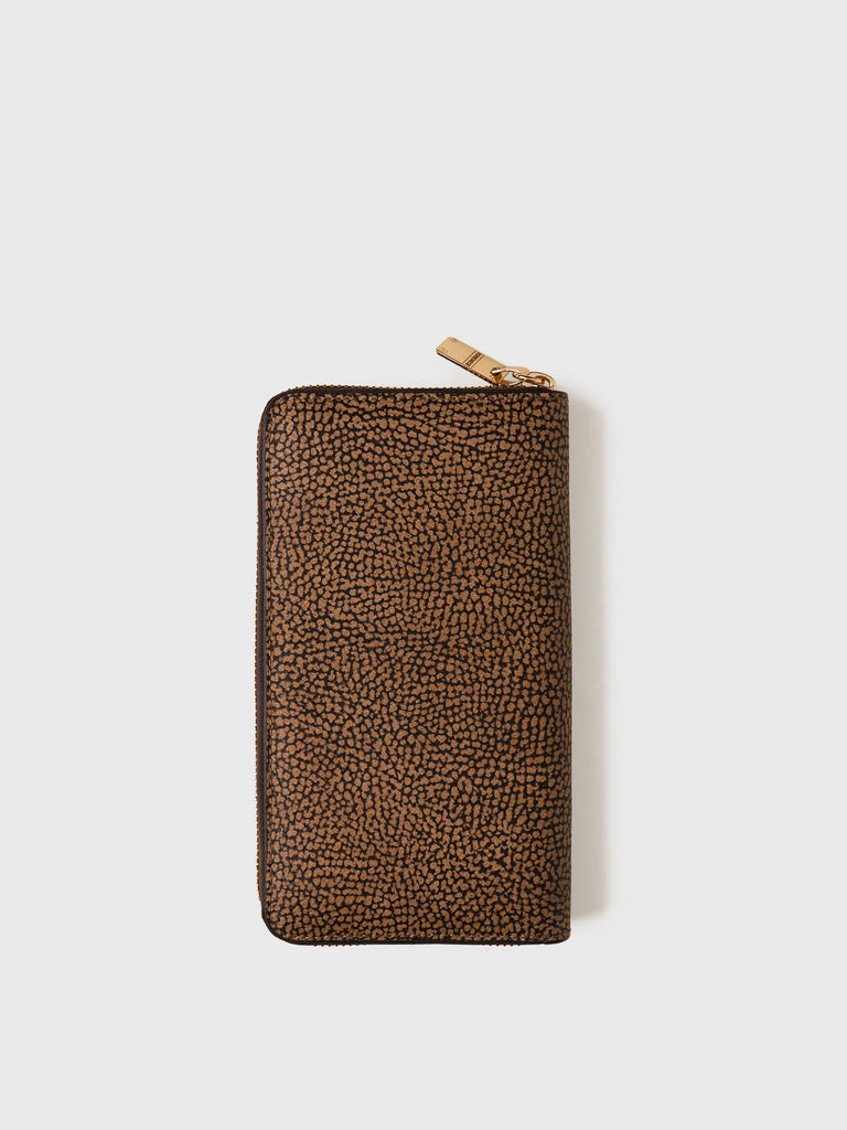 OP Coated Canvas and Leather Zip Around - LARGE ZIP-AROUND WALLET - Borbonese