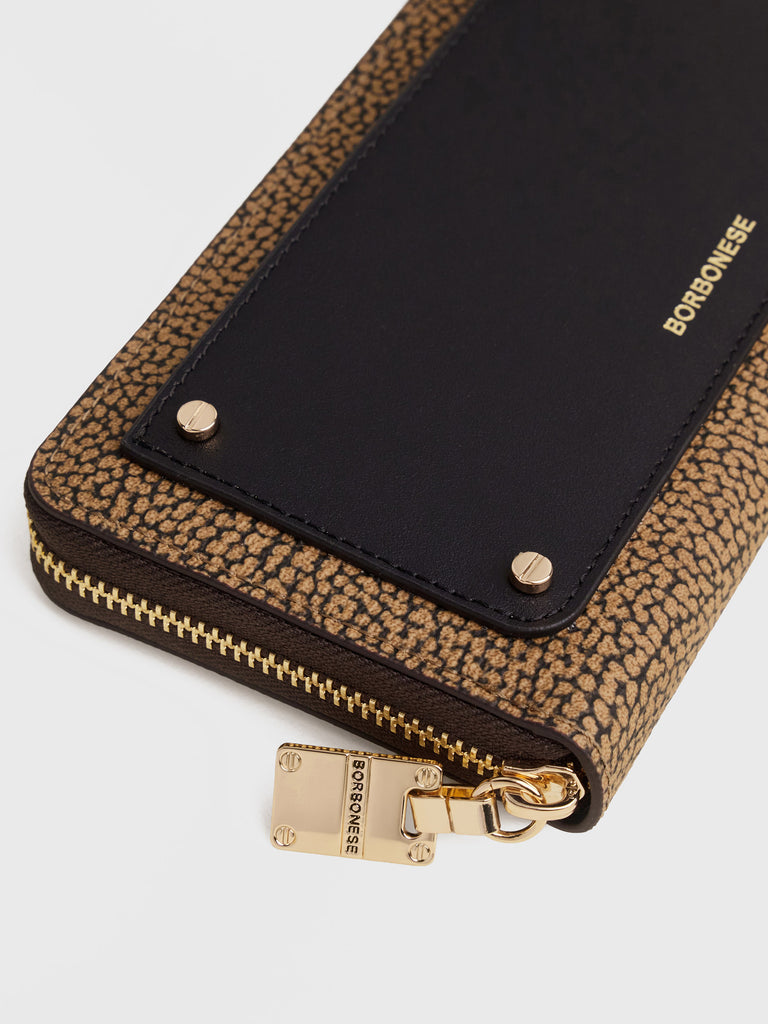 OP Coated Canvas and Leather Zip Around - LARGE ZIP-AROUND WALLET - Borbonese