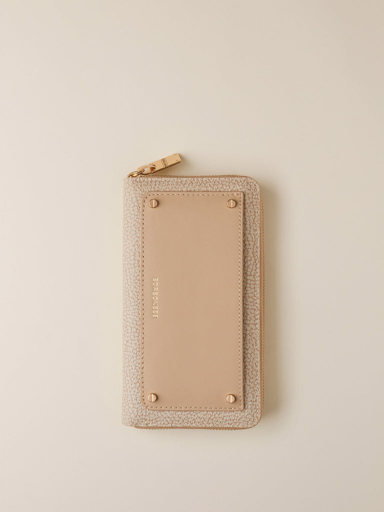 Zip Around di Tela rivestita OP e Pelle - PORTAFOGLIO LARGE ZIP AROUND - Borbonese