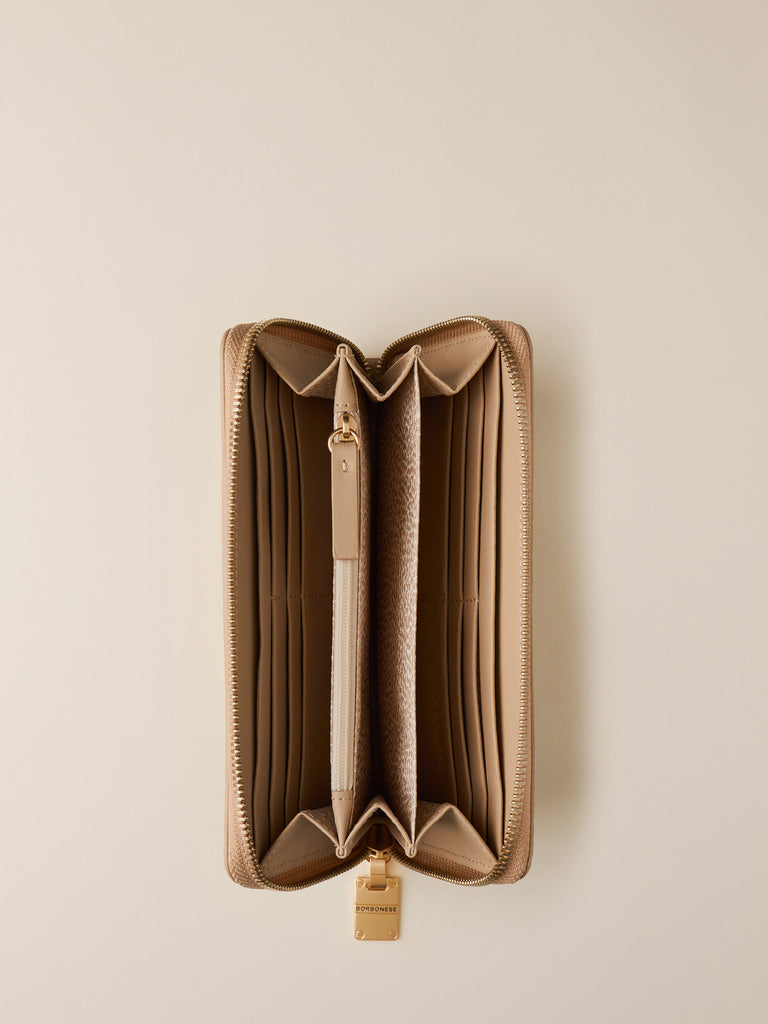 Zip Around di Tela rivestita OP e Pelle - PORTAFOGLIO LARGE ZIP AROUND - Borbonese