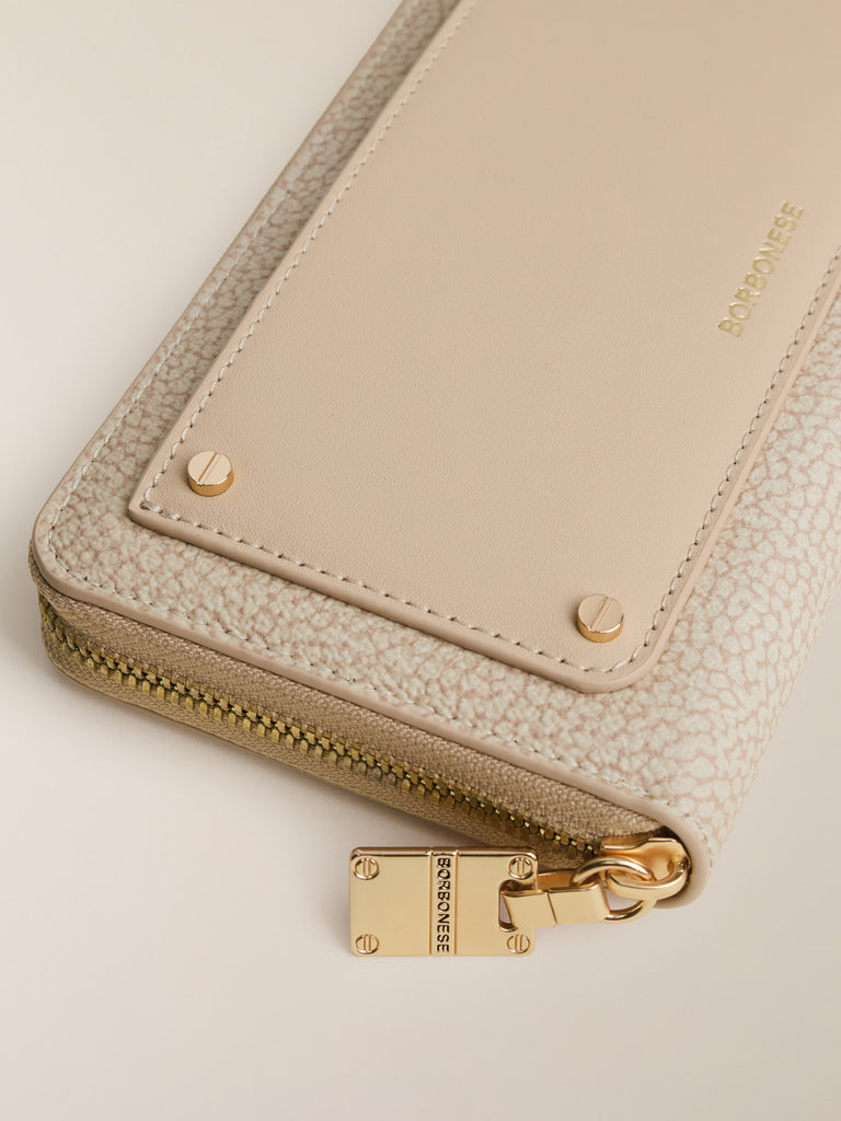 Zip Around di Tela rivestita OP e Pelle - PORTAFOGLIO LARGE ZIP AROUND - Borbonese