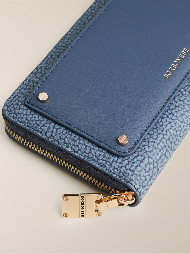 Zip Around di Tela rivestita OP e Pelle - PORTAFOGLIO LARGE ZIP AROUND - Borbonese