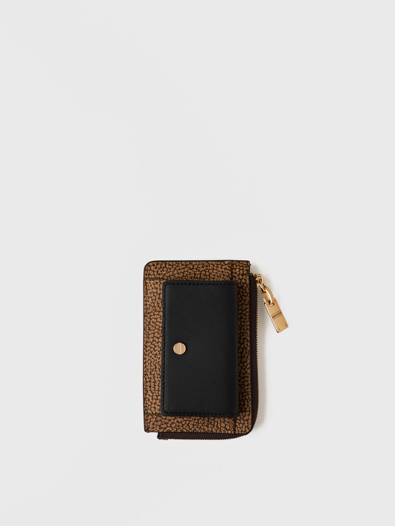 Op Coated Canvas and Leather Keychain Coin Holder - KEYCHAIN COIN HOLDER - Borbonese