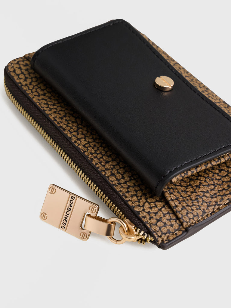 Op Coated Canvas and Leather Keychain Coin Holder - KEYCHAIN COIN HOLDER - Borbonese