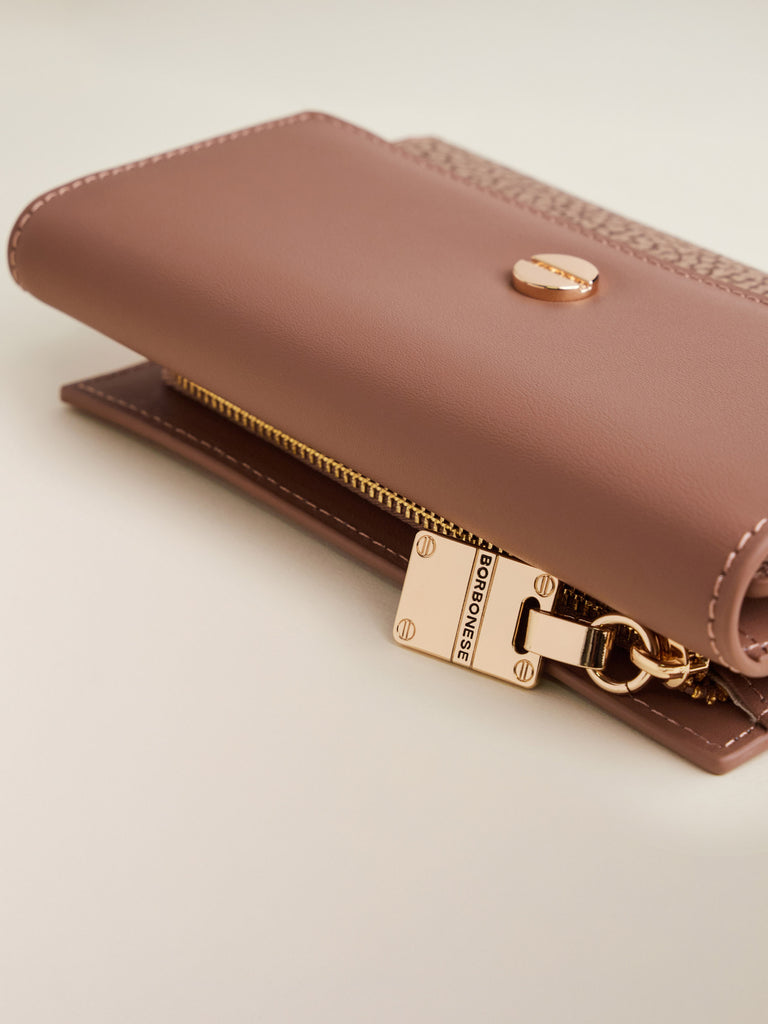 OP Coated Canvas and Leather Wallet - MEDIUM WALLET WITH FLAP - Borbonese