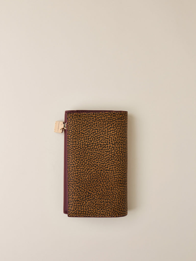 OP Coated Canvas and Leather Wallet - MEDIUM WALLET WITH FLAP - Borbonese