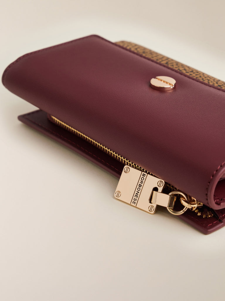 OP Coated Canvas and Leather Wallet - MEDIUM WALLET WITH FLAP - Borbonese