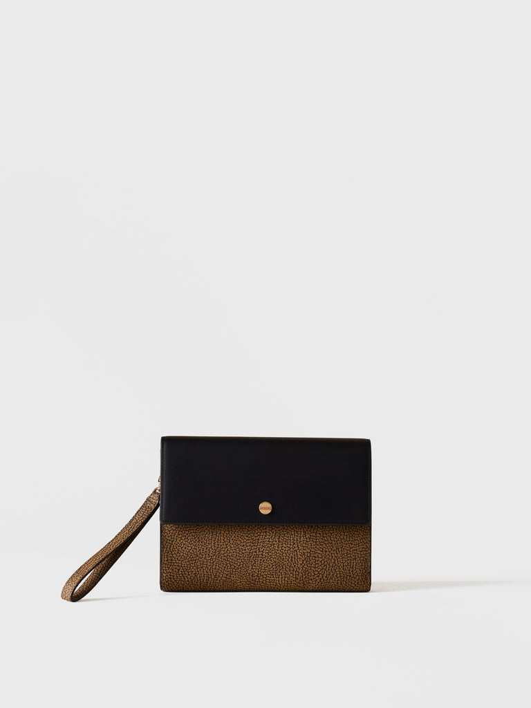 Pochette di Tela rivestita Op e Pelle - FLAT POUCH - Borbonese