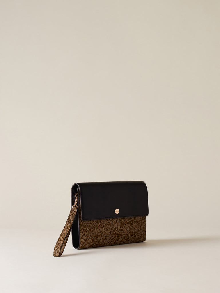 Pochette di Tela rivestita Op e Pelle - FLAT POUCH - Borbonese