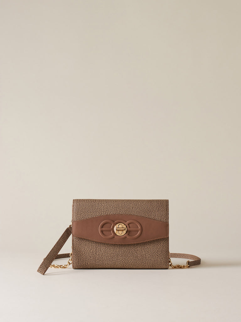 Borsa a tracolla di Tela rivestita OP e pelle - MOONLIGHT BORSA MINI - Borbonese