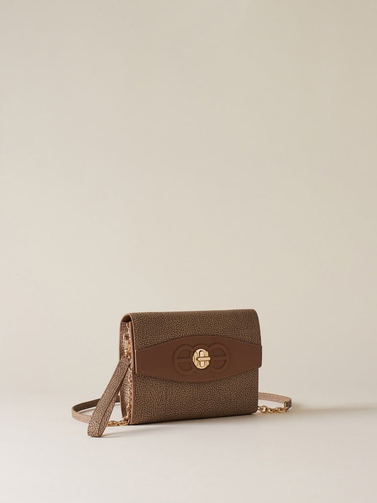 Borsa a tracolla di Tela rivestita OP e pelle - MOONLIGHT BORSA MINI - Borbonese