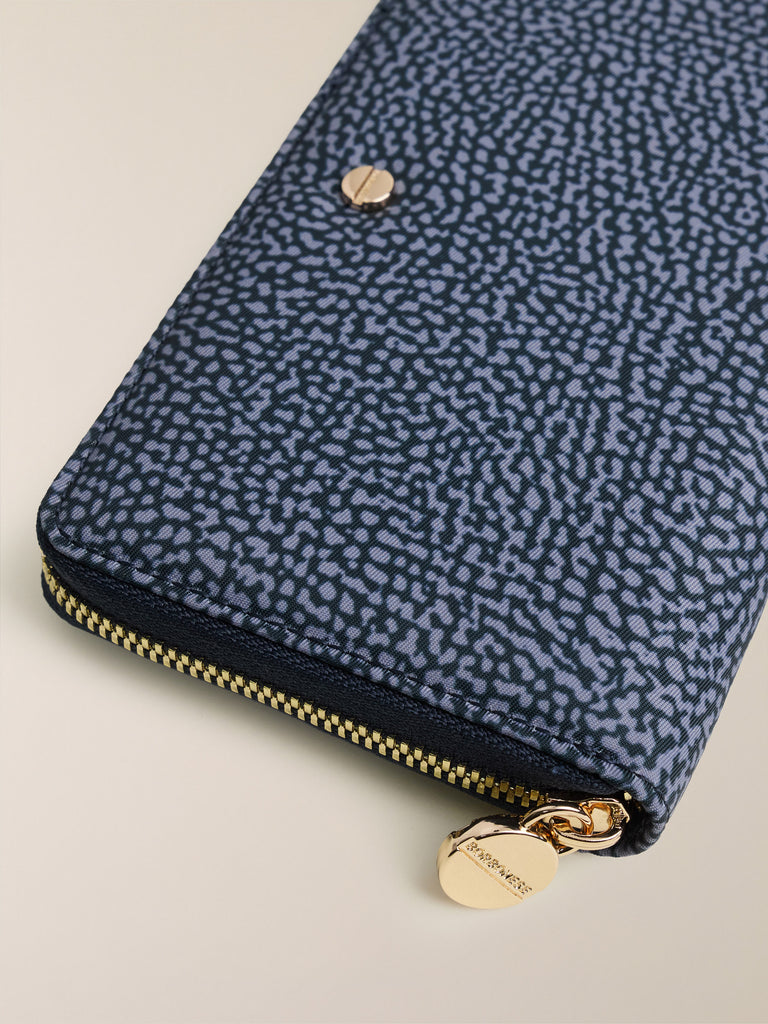 Portafoglio di tessuto riciclato Op e Pelle - PORTAFOGLIO CLASSICA MEDIUM ZIP AROUND - Borbonese