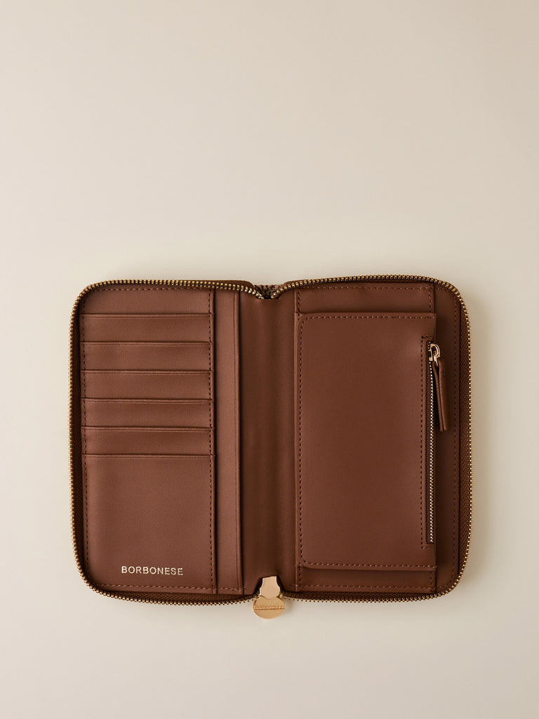 Portafoglio di tessuto riciclato Op e Pelle - PORTAFOGLIO CLASSICA MEDIUM ZIP AROUND - Borbonese