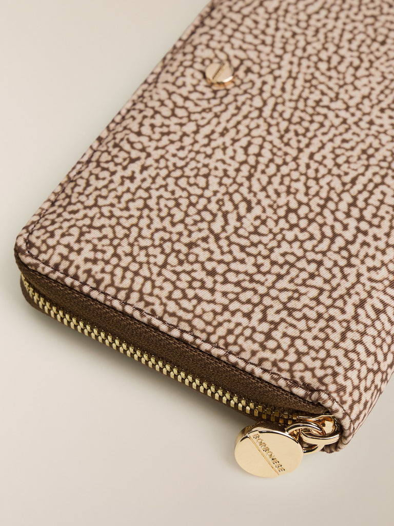 Portafoglio di tessuto riciclato Op e Pelle - PORTAFOGLIO CLASSICA MEDIUM ZIP AROUND - Borbonese