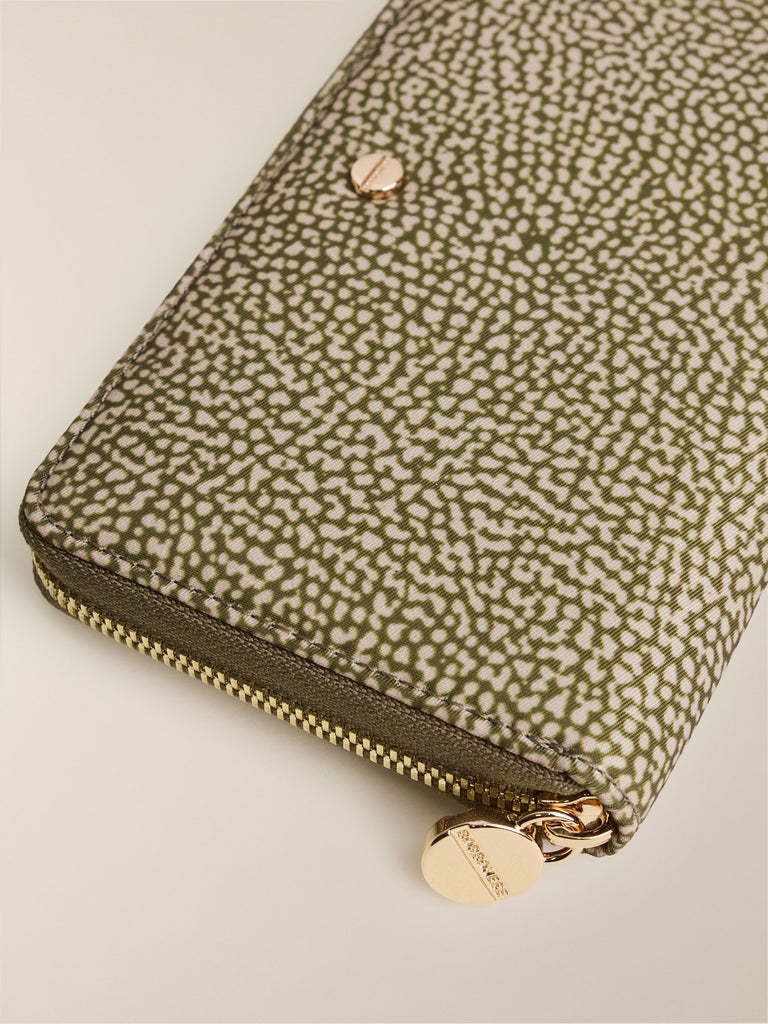 Portafoglio di tessuto riciclato Op e Pelle - PORTAFOGLIO CLASSICA MEDIUM ZIP AROUND - Borbonese