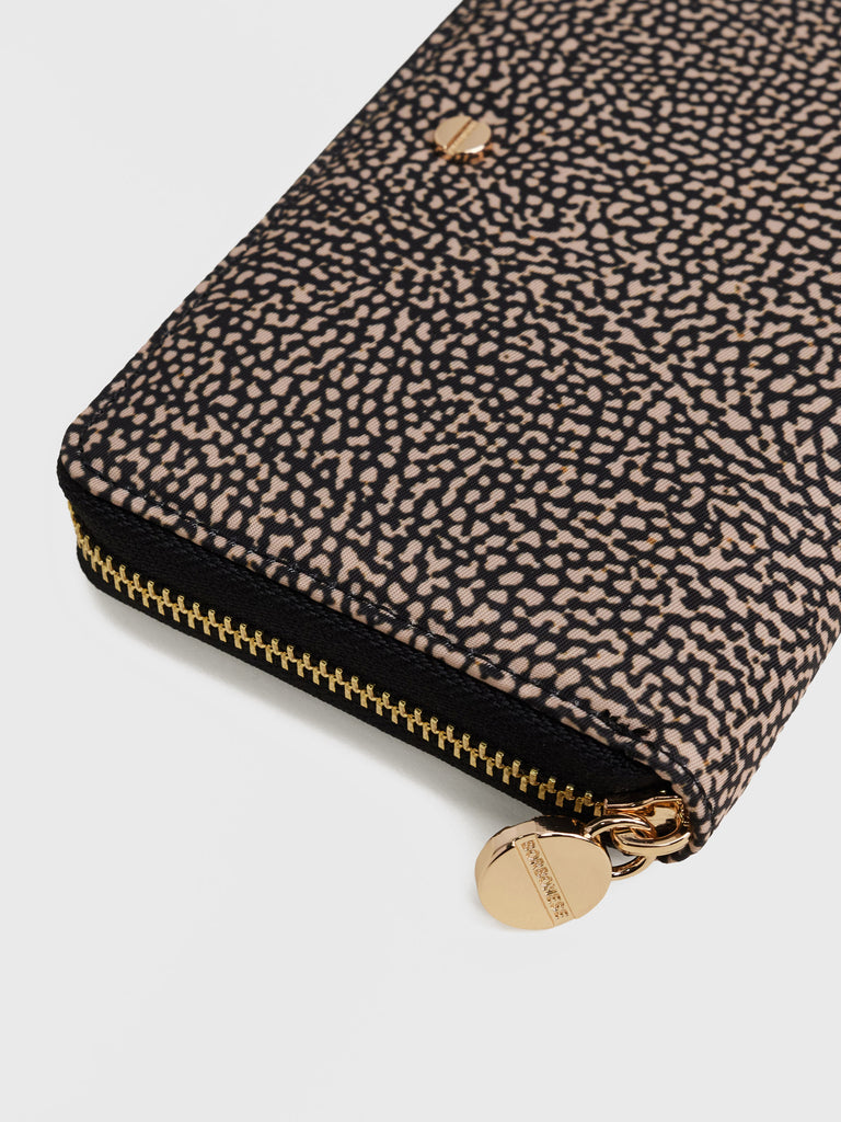 Op Recycled fabric and Leather Wallet - CLASSICA MEDIUM ZIP AROUND WALLET - Borbonese