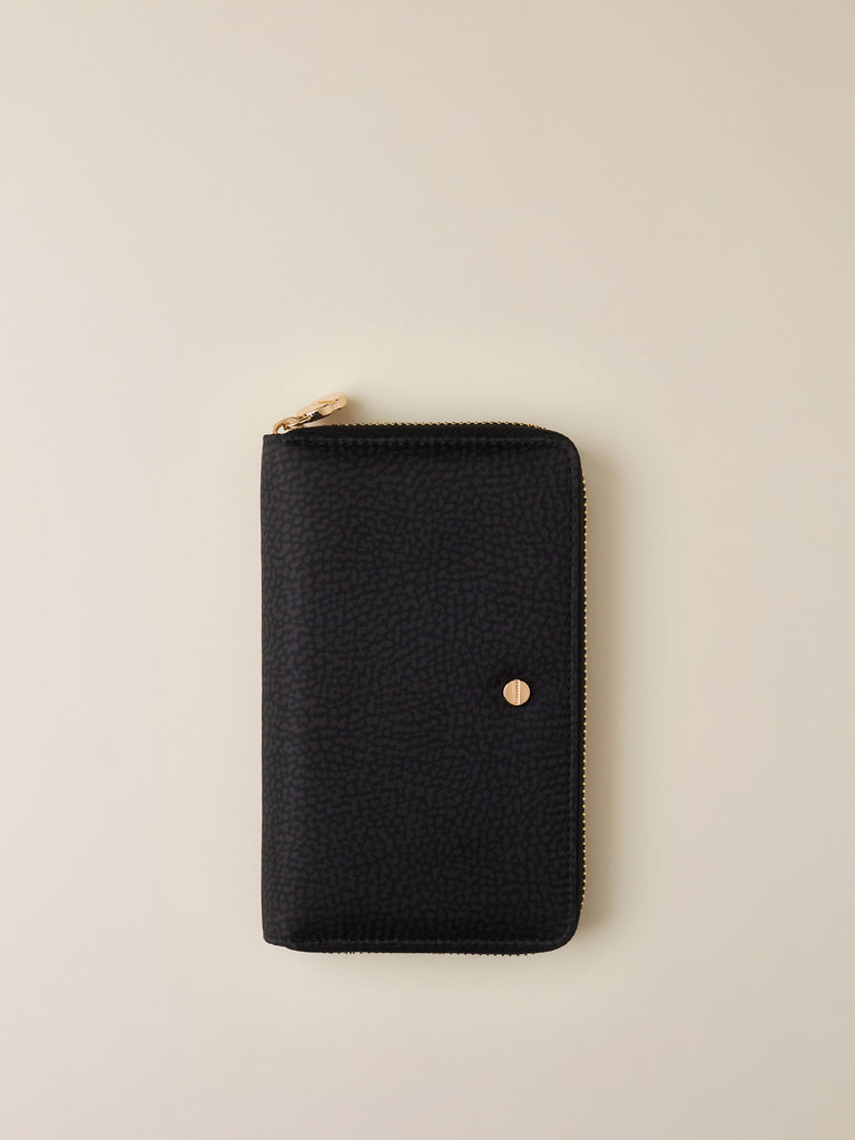 Portafoglio di tessuto riciclato Op e Pelle - PORTAFOGLIO CLASSICA MEDIUM ZIP AROUND - Borbonese