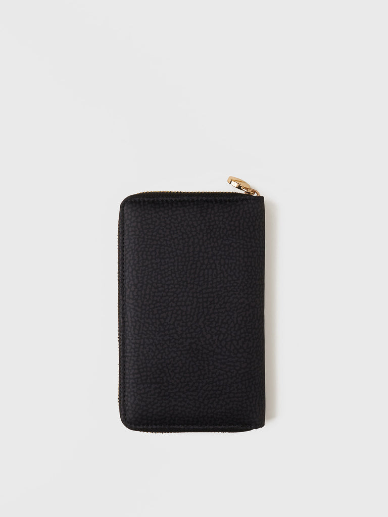 Op Recycled fabric and Leather Wallet - CLASSICA MEDIUM ZIP AROUND WALLET - Borbonese