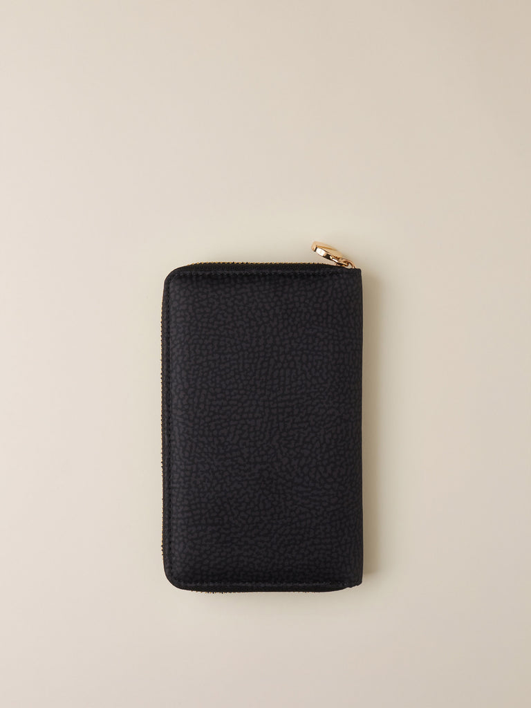 Portafoglio di tessuto riciclato Op e Pelle - PORTAFOGLIO CLASSICA MEDIUM ZIP AROUND - Borbonese