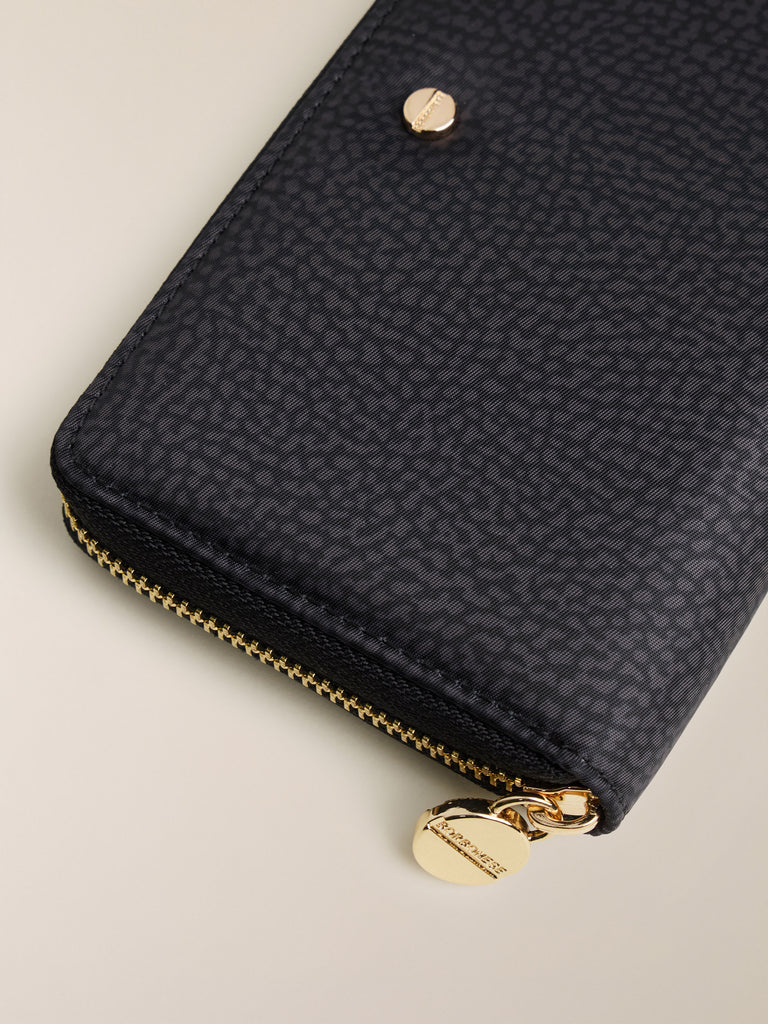 Portafoglio di tessuto riciclato Op e Pelle - PORTAFOGLIO CLASSICA MEDIUM ZIP AROUND - Borbonese