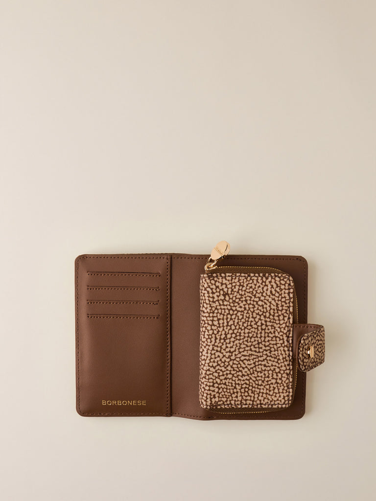 Portafoglio di tessuto riciclato Op e Pelle - PORTAFOGLIO CALSSICA SMALL - Borbonese