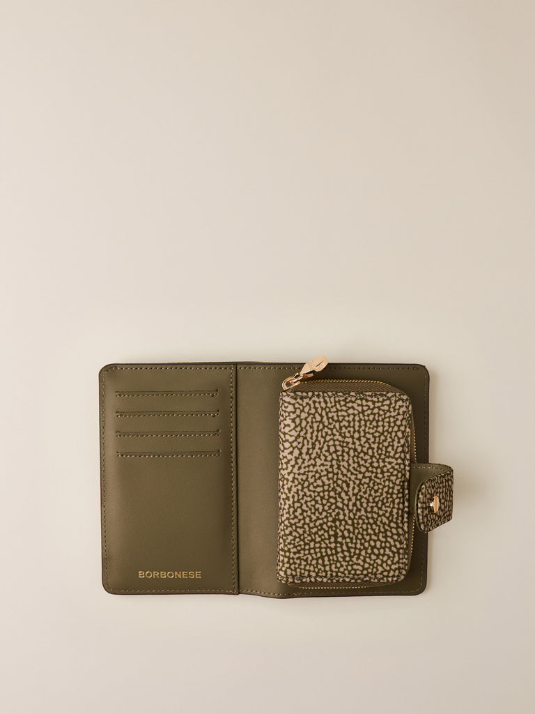 Portafoglio di tessuto riciclato Op e Pelle - PORTAFOGLIO CALSSICA SMALL - Borbonese