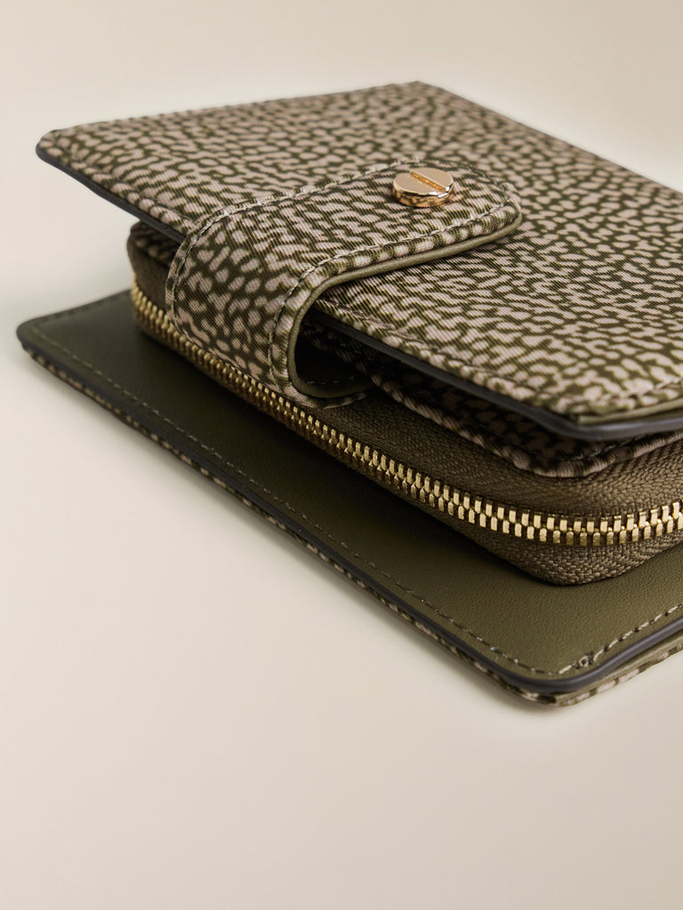 Portafoglio di tessuto riciclato Op e Pelle - PORTAFOGLIO CALSSICA SMALL - Borbonese