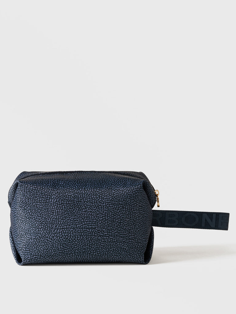 Busta di Tessuto riciclato Op e Pelle - COSMETIC CASE CLASSICA MEDIUM - Borbonese