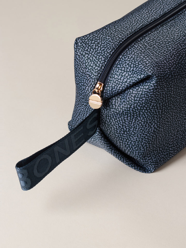 Busta di Tessuto riciclato Op e Pelle - COSMETIC CASE CLASSICA MEDIUM - Borbonese