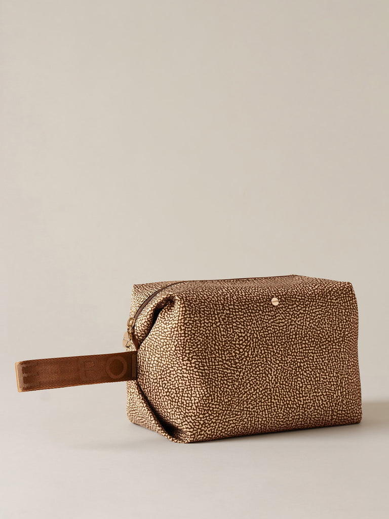Busta di Tessuto riciclato Op e Pelle - COSMETIC CASE CLASSICA MEDIUM - Borbonese