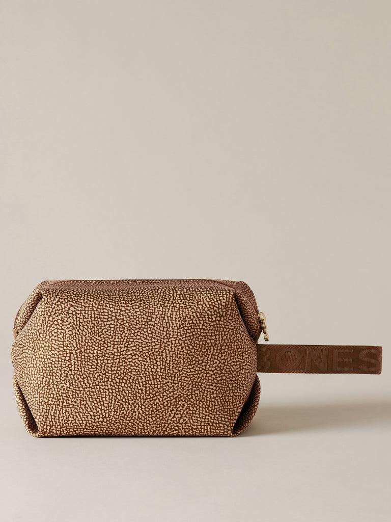 Busta di Tessuto riciclato Op e Pelle - COSMETIC CASE CLASSICA MEDIUM - Borbonese