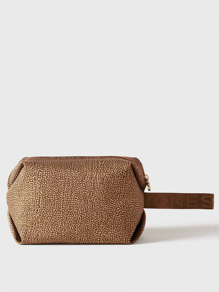 Busta di Tessuto riciclato Op e Pelle - COSMETIC CASE CLASSICA MEDIUM - Borbonese