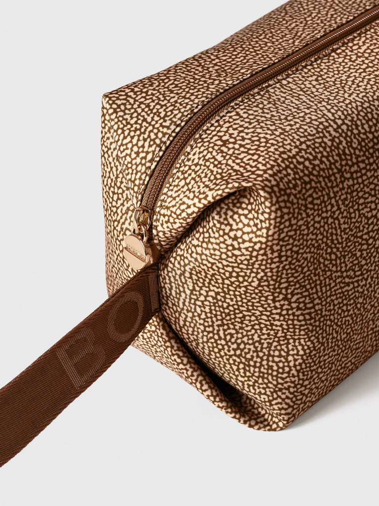 Busta di Tessuto riciclato Op e Pelle - COSMETIC CASE CLASSICA MEDIUM - Borbonese